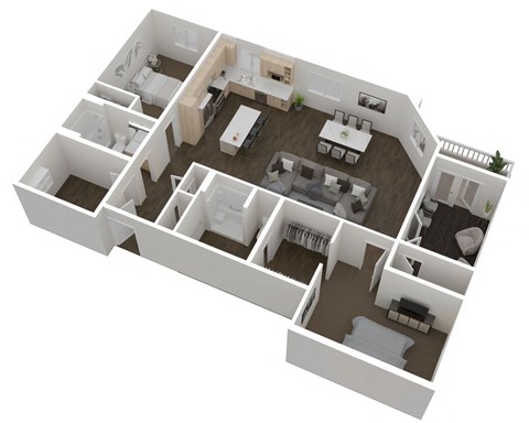 Floor plan for 2 beds, 2 baths, 1667 sqft